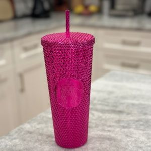 STARBUCKS Holiday 2022 Sangria Bling Metallic Chrome Studded Tumbler